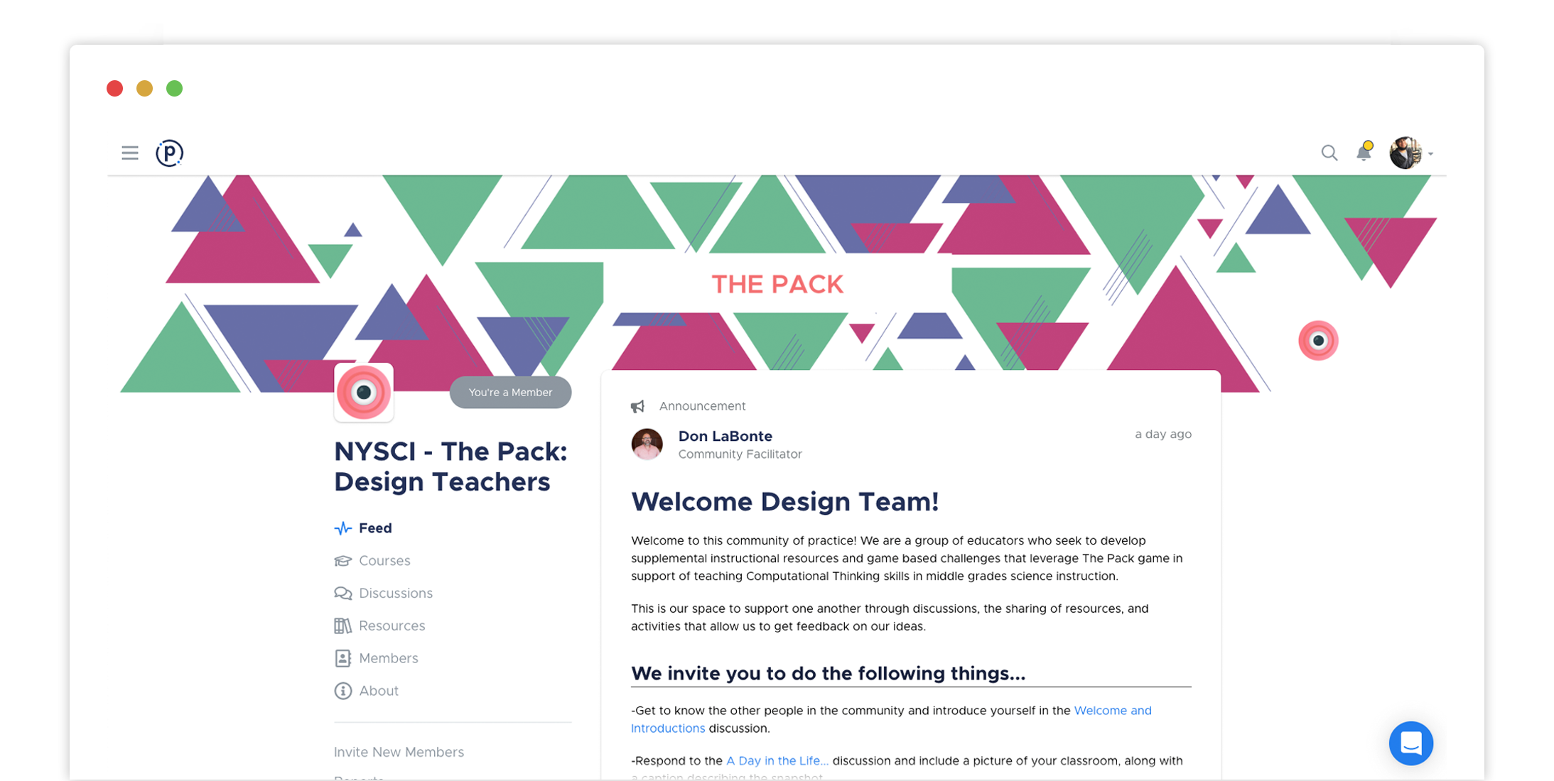 NySci community of practice on Participate's social learning platform