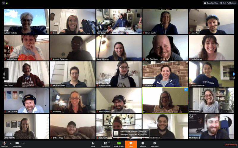 Screenshot of Participate staff on a Zoom call