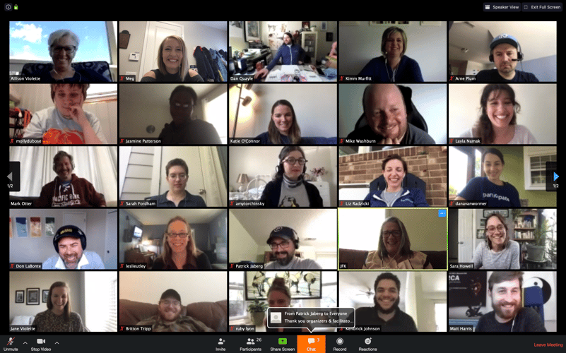 Screenshot of Participate staff on a Zoom call