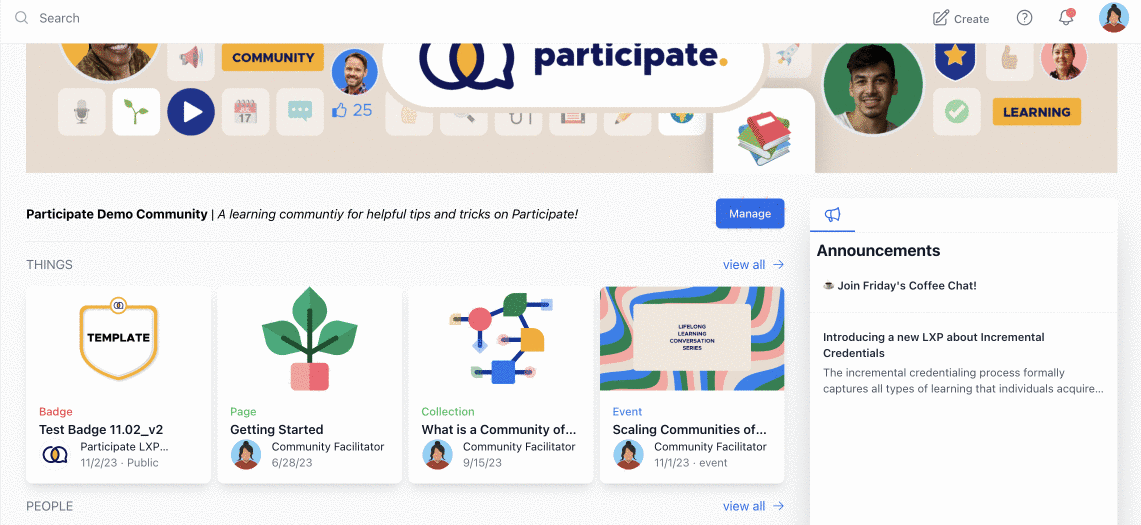 GIF preview of Participate's social learning platform